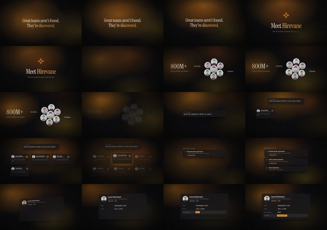 Contact sheet of frames from a Lumen film